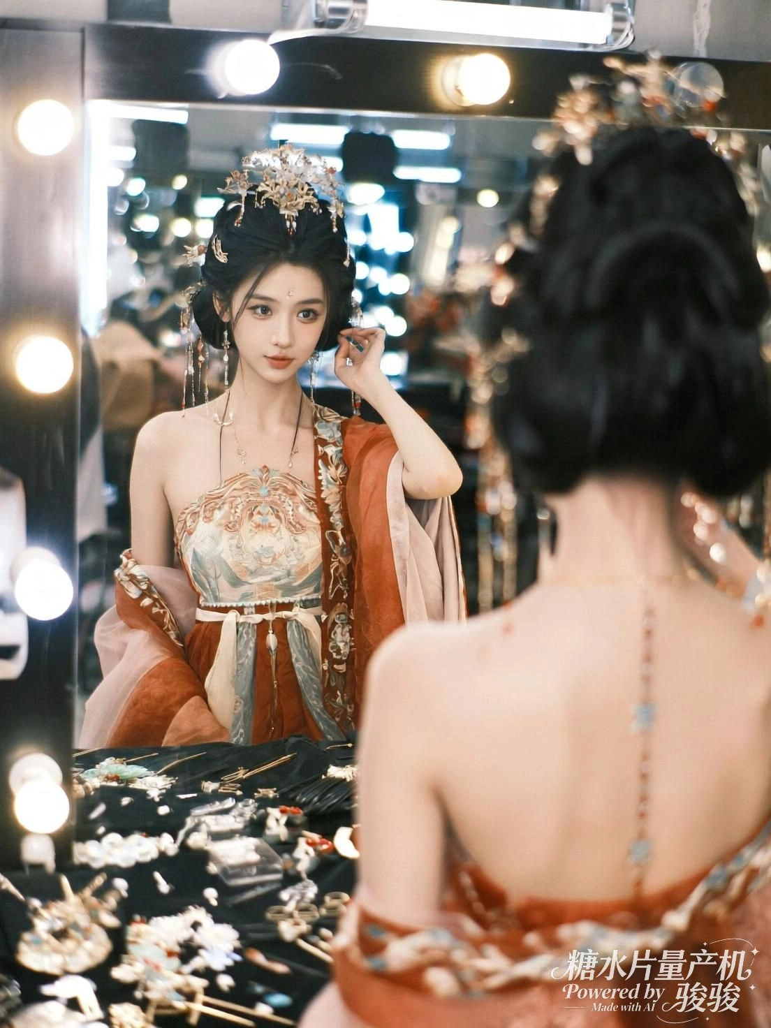 她指尖轻抚琴弦，光影流转间，寂静被唤醒成流动的呼吸