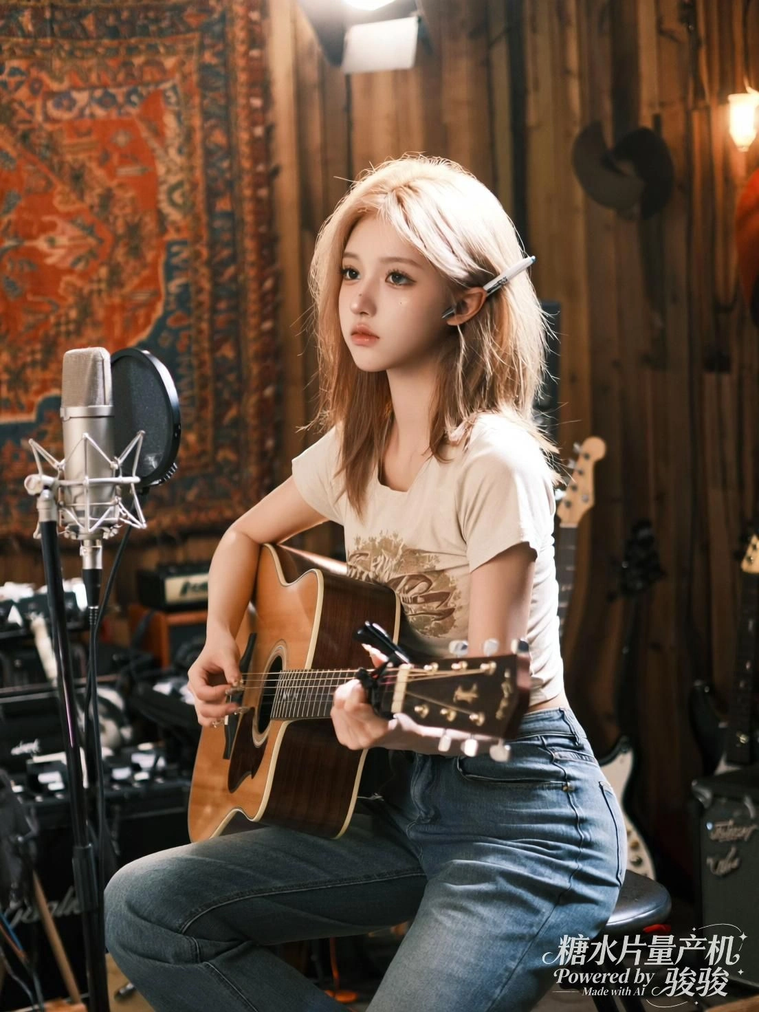 她立于钢梁之上，城市在脚下闪烁，舞姿悬于虚实之间