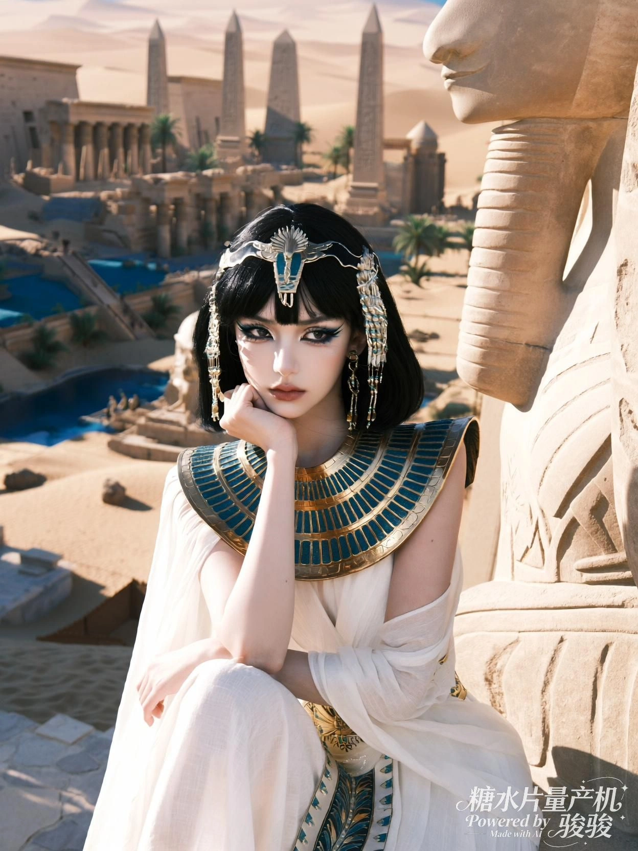 她仰望天穹，巨掌压云而来，静默中凝视命运的重量