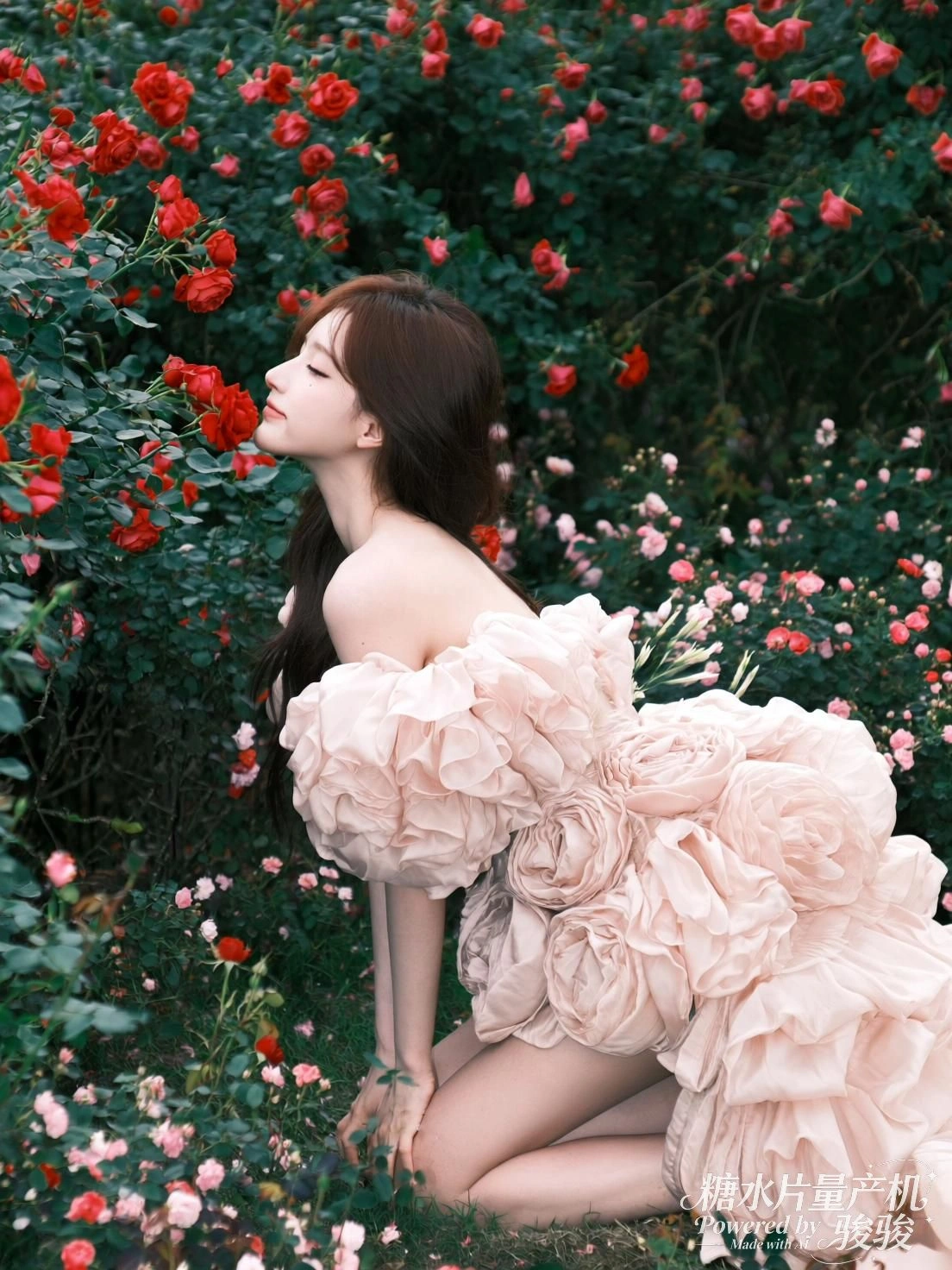 她手持面具，水波映金光，时光在窄巷中缓缓流淌