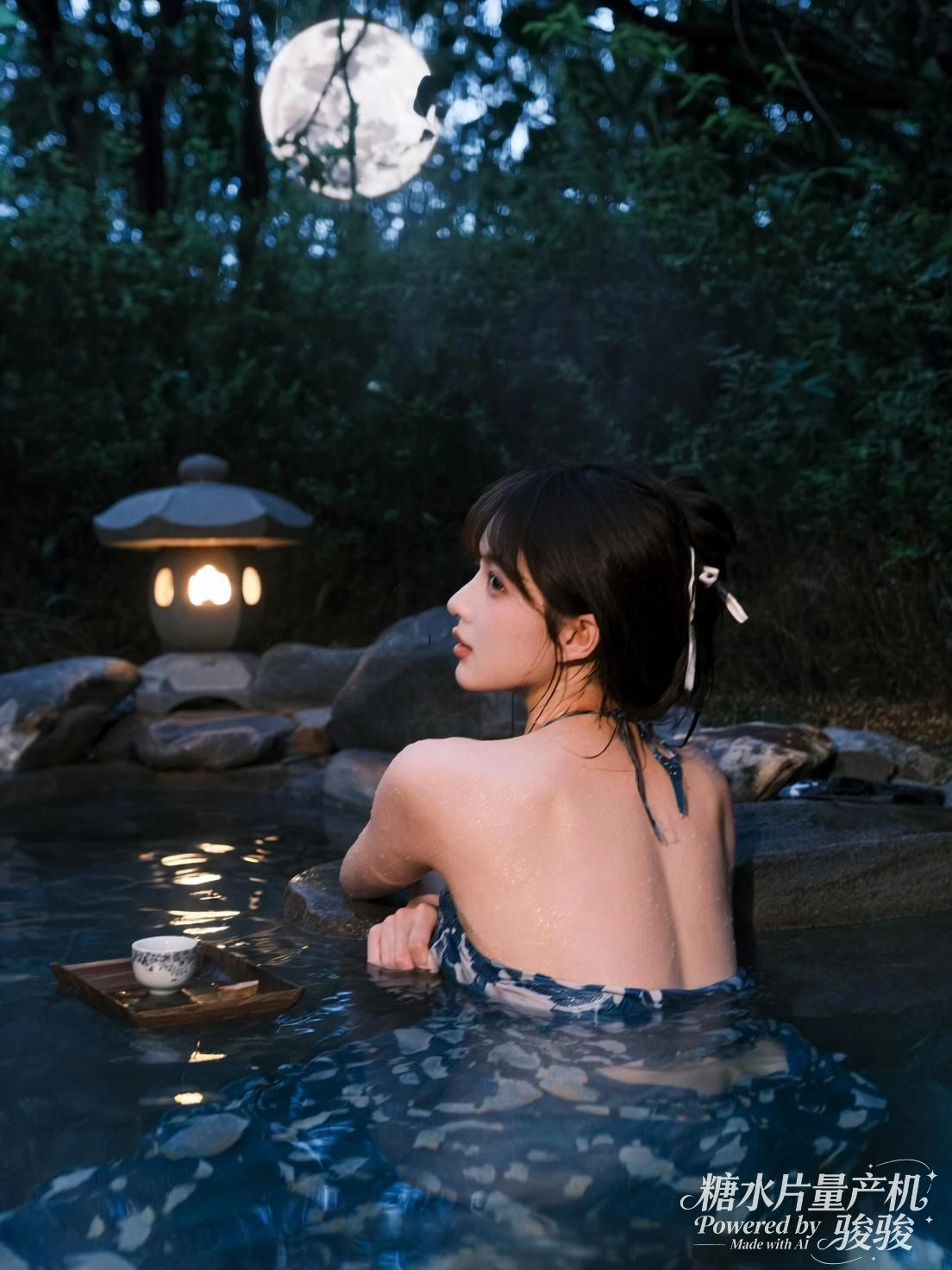 她掌心微光，萤火环绕，洞穴深处藏着未被言说的宁静