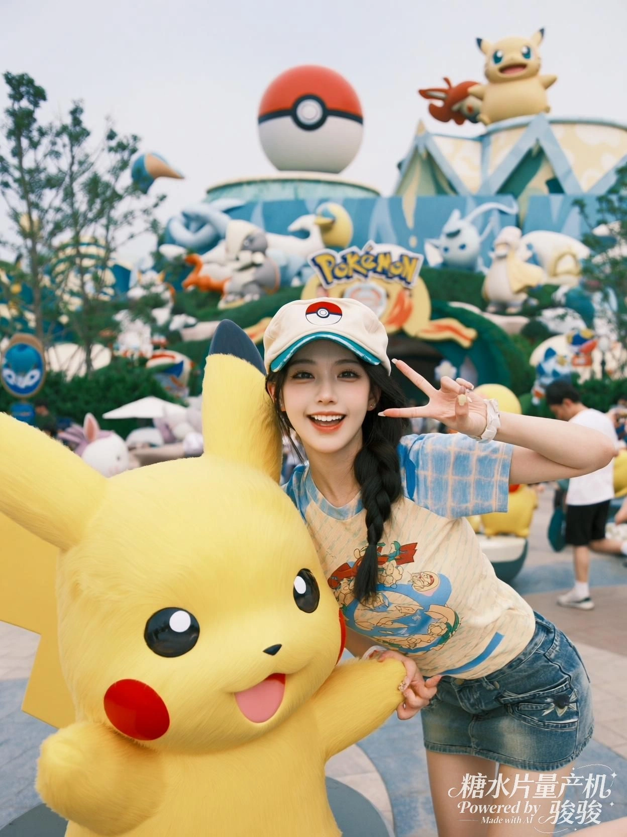 她立于废墟之间，野性与残垣共生，幼豹随行，自然悄然重归