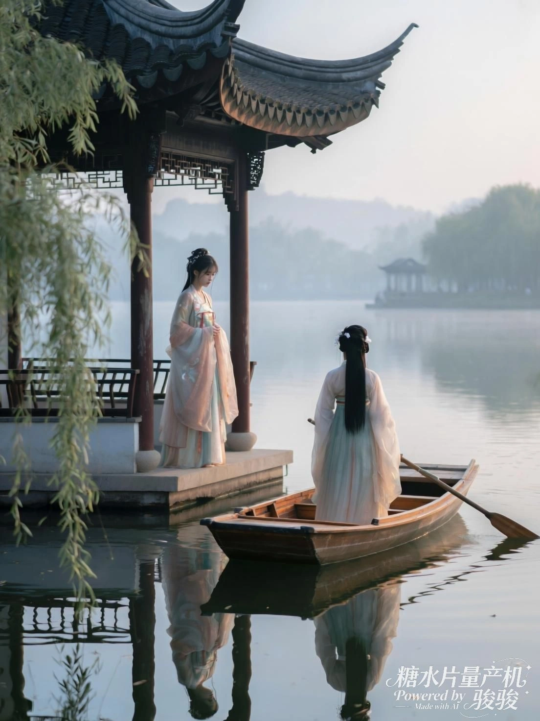 她穿行于市集，彩灯悬垂，喧嚣中独守一方沉静