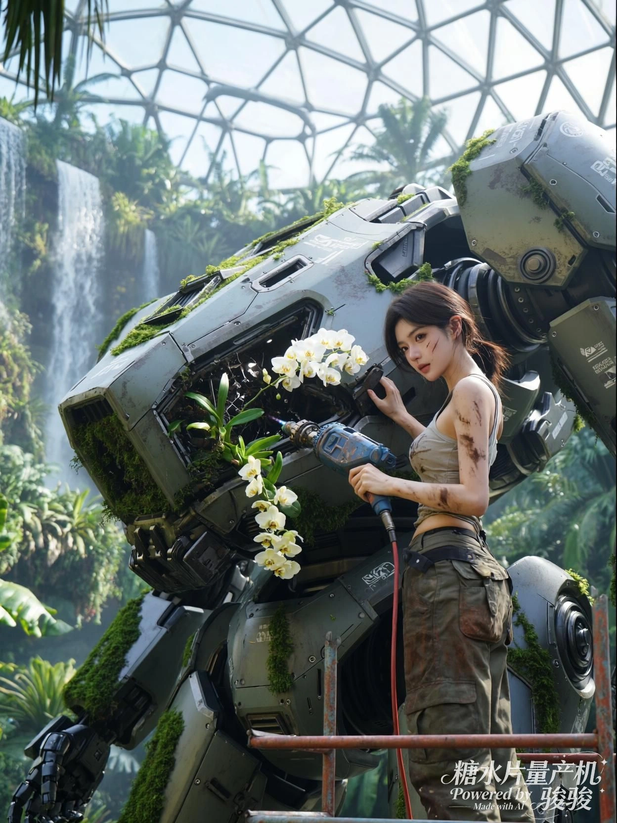 她手持电钻，花自机械中绽放，荒芜里生长出温柔