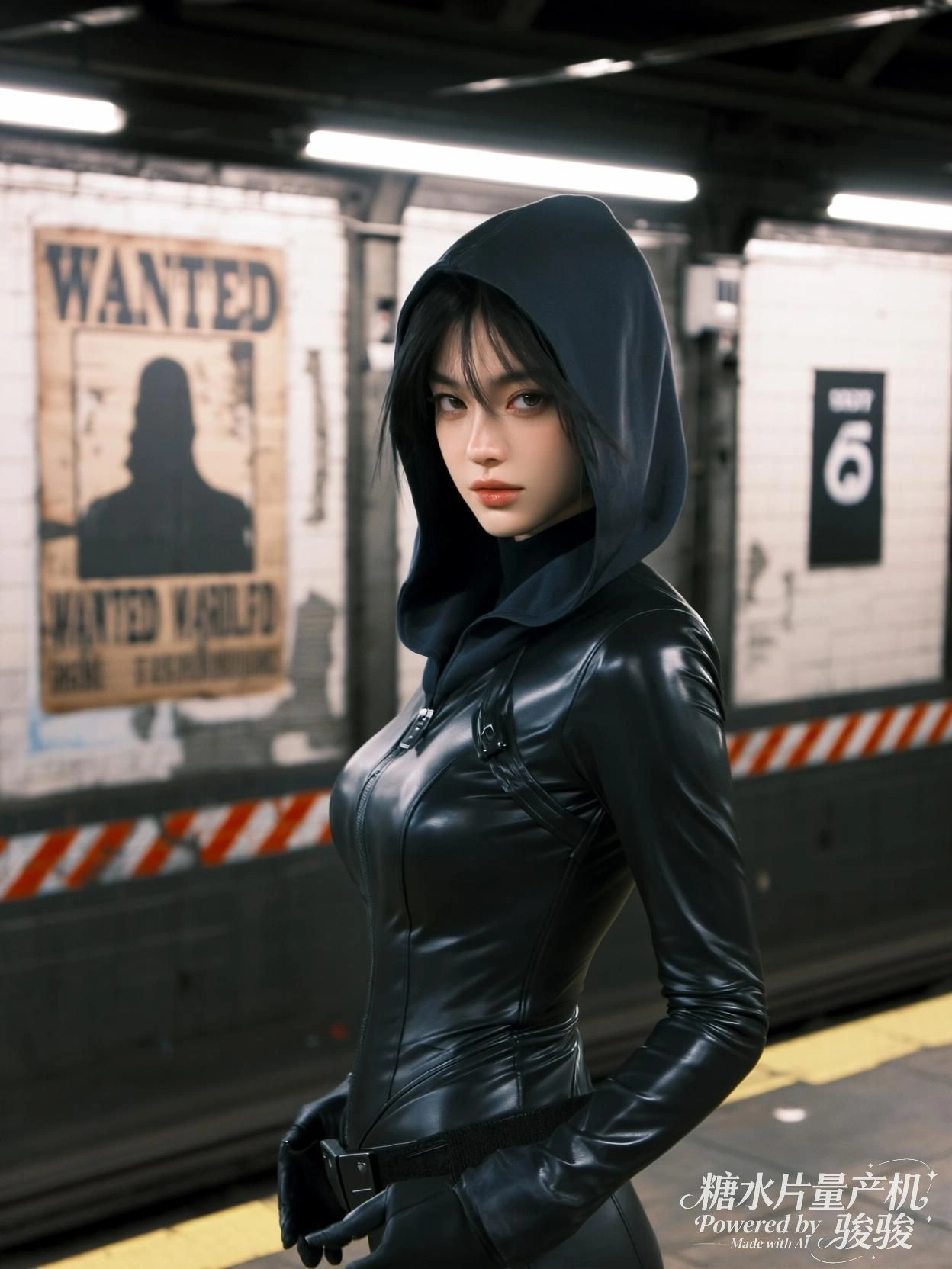 她抚琴于瀑前，水声如诉，一曲未终，天地已静