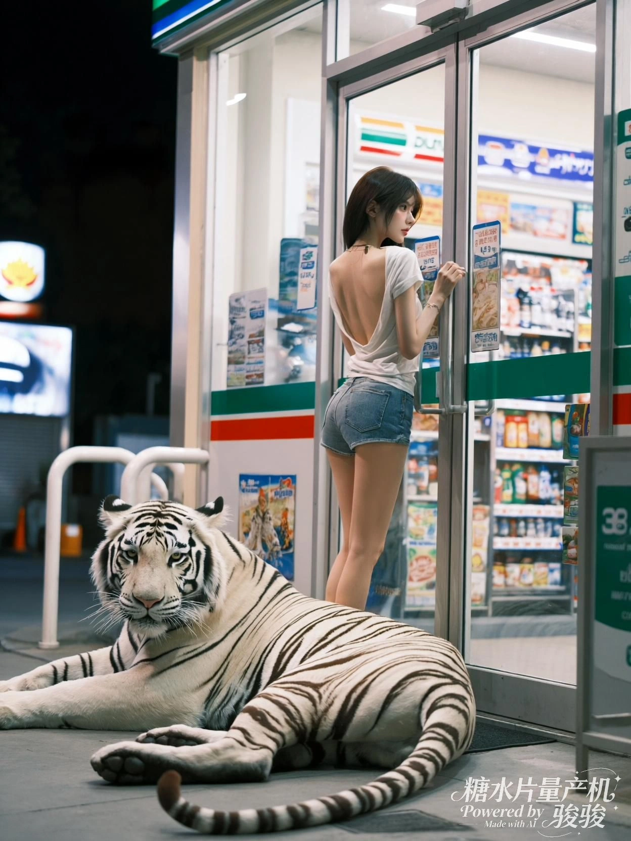 虎卧门前，她推门而入，秩序与野性在玻璃上对峙