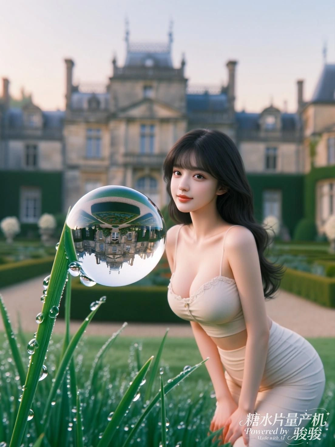 山雾漫过衣袖，她静立如画，天地间只余呼吸