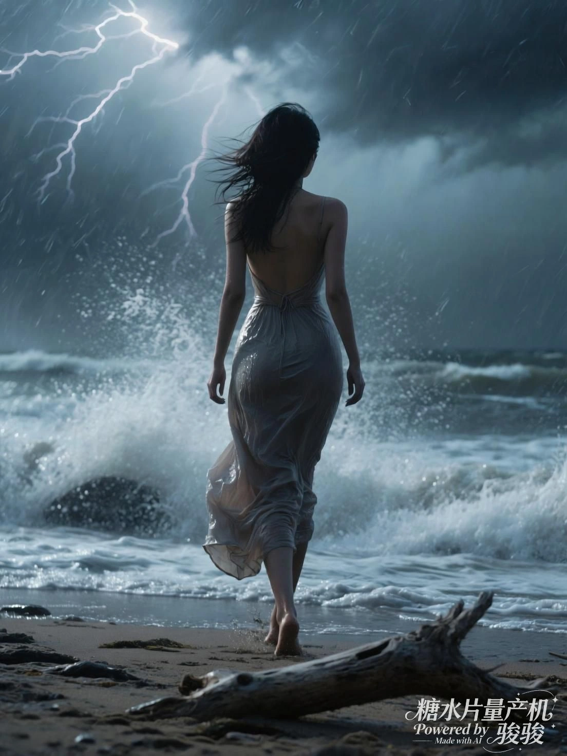 面具堆叠处，她目光如刃，穿行于喧嚣的寂静