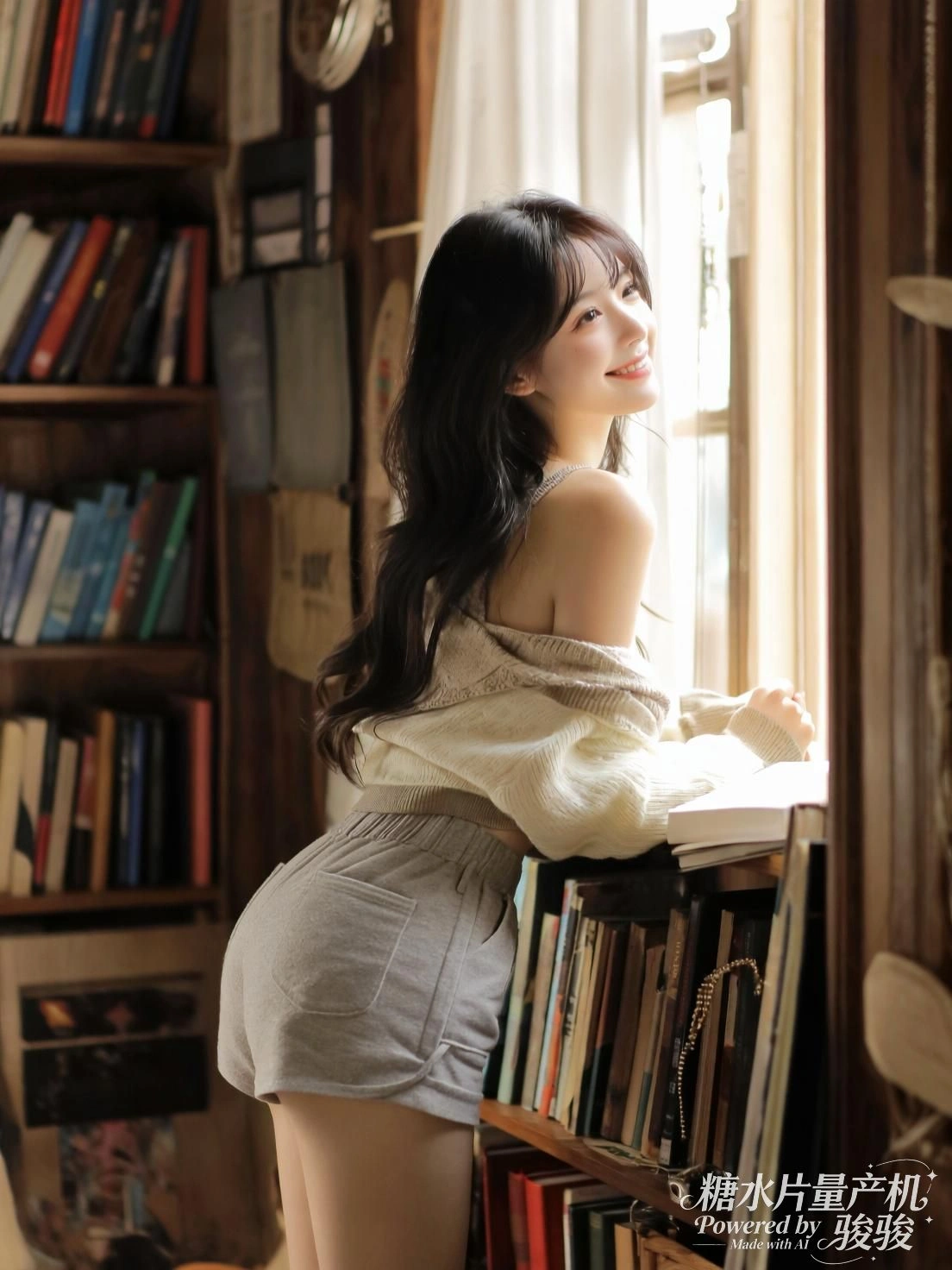 水柱喷涌，她转身一笑，冷光与湿意交织成刹那的自由