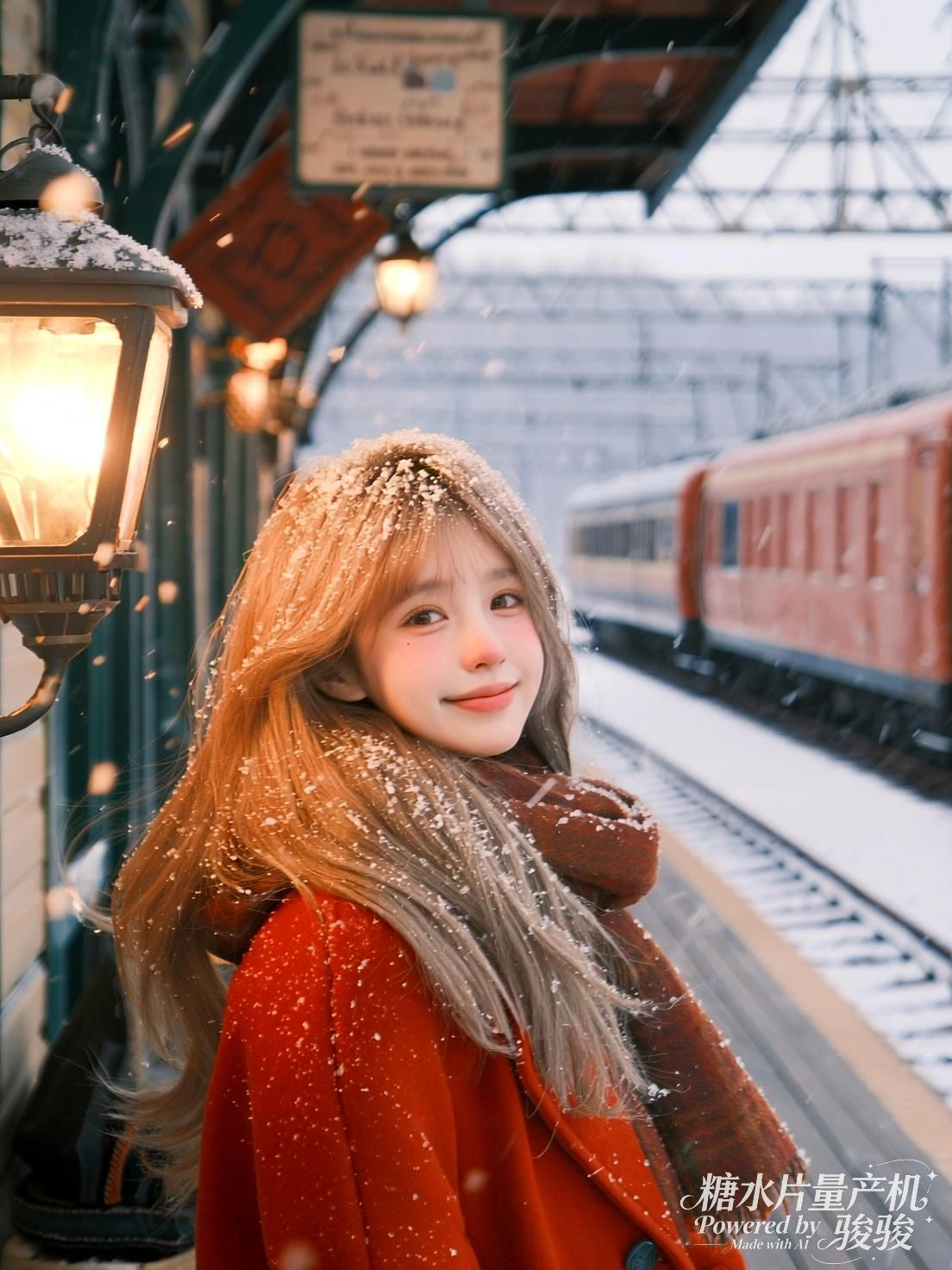 水柱喷涌，她转身一笑，冷光与湿意交织成刹那的自由