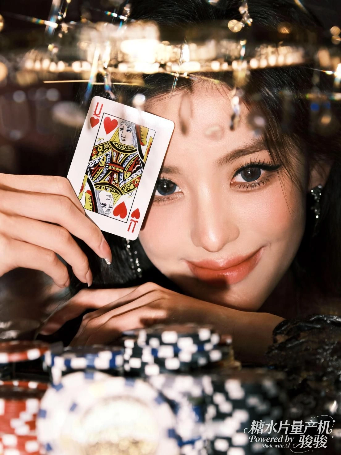 水柱喷涌，她转身一笑，冷光与湿意交织成刹那的自由