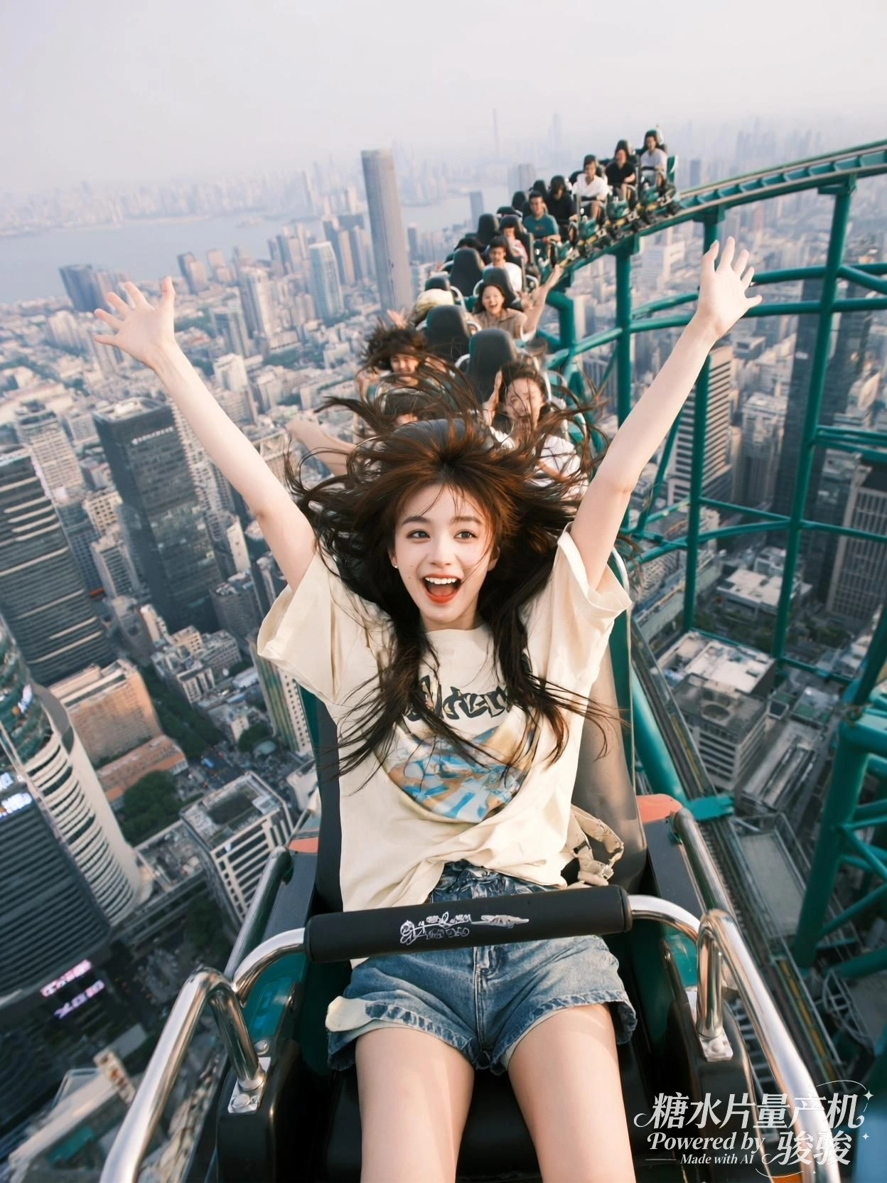 蓝发飘动时，她背对人群，美得像一场无声的逃逸