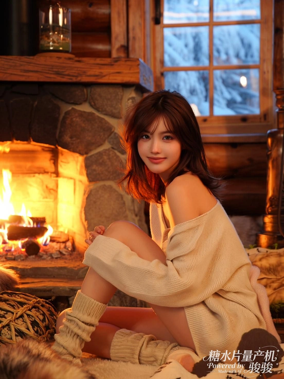 浴缸盛满花影，她半身浸入水中，鱼尾游向光的尽头