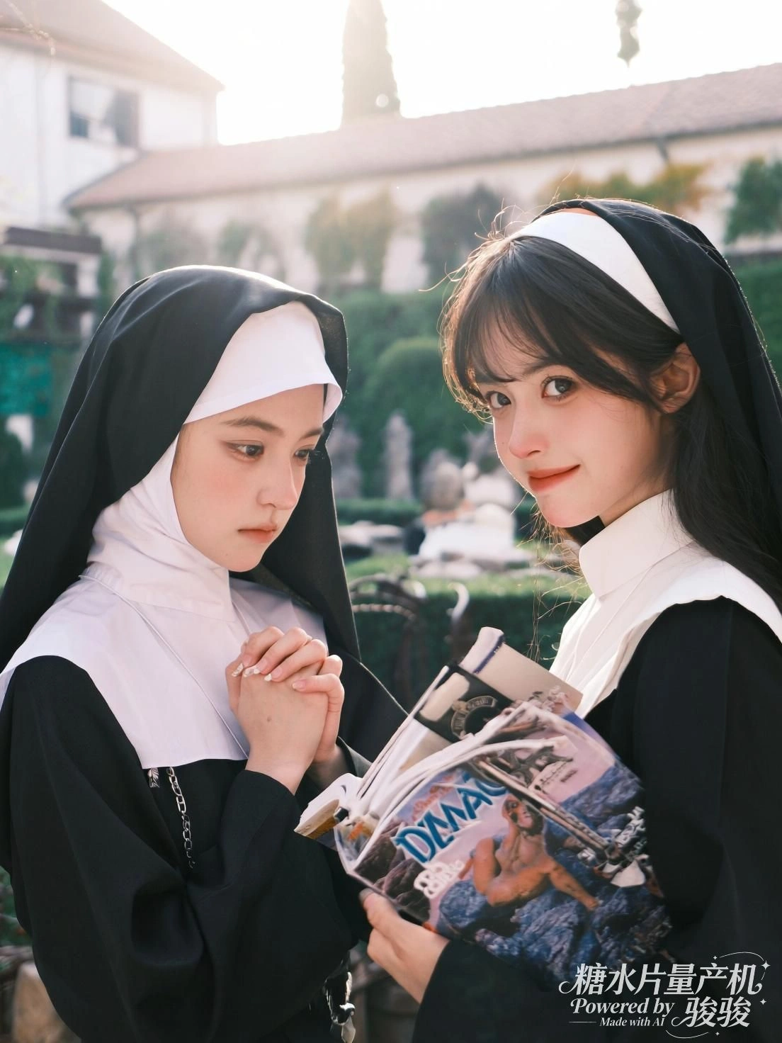 浴缸盛满花影，她半身浸入水中，鱼尾游向光的尽头