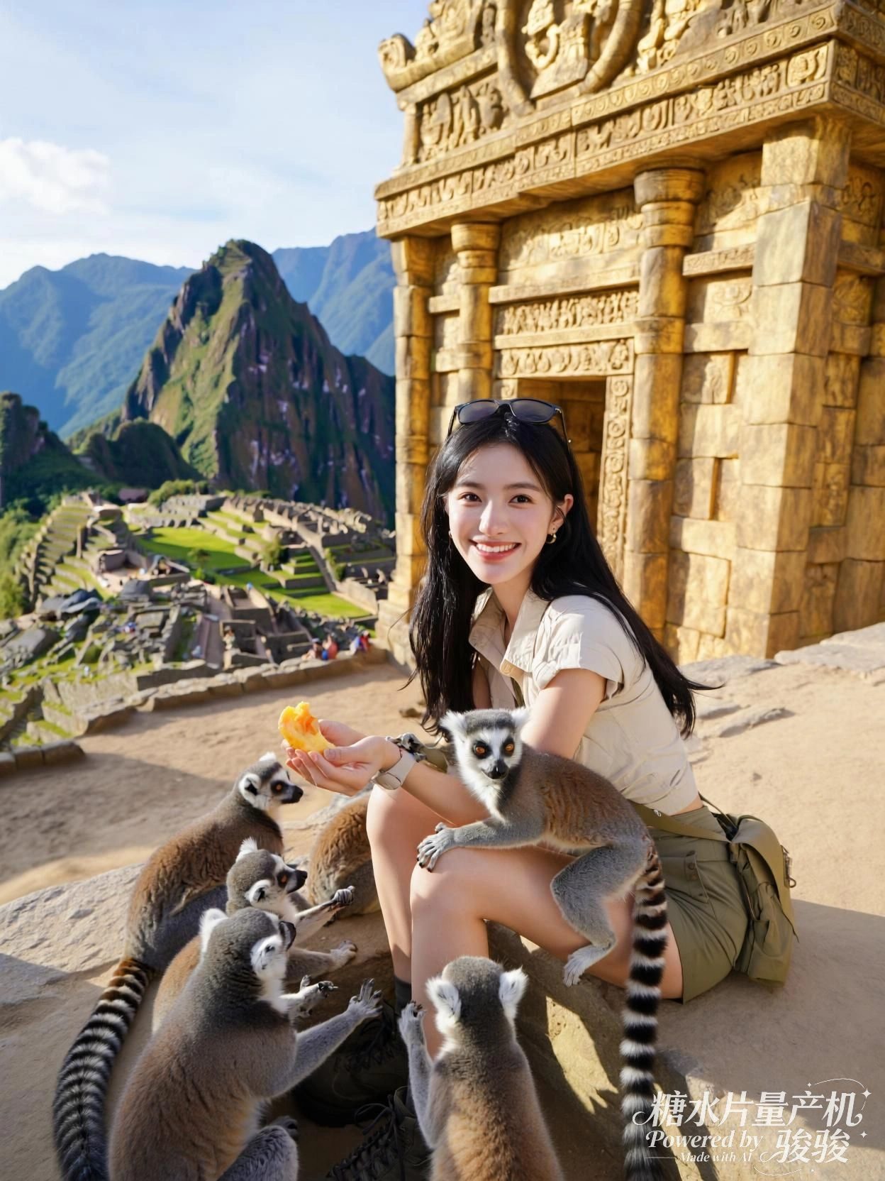 霓虹映在雨幕上，她微笑如光的碎片
