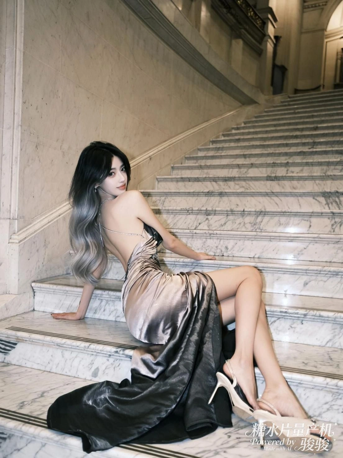 红裙立于纸海，她凝视着世界的喧嚣