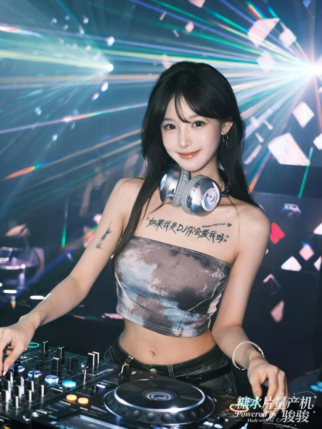 光束旋转，她指尖拨动夜的脉搏