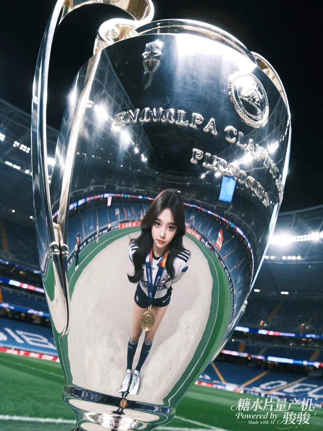 奖杯映出她的倒影，光与梦在场中央交汇