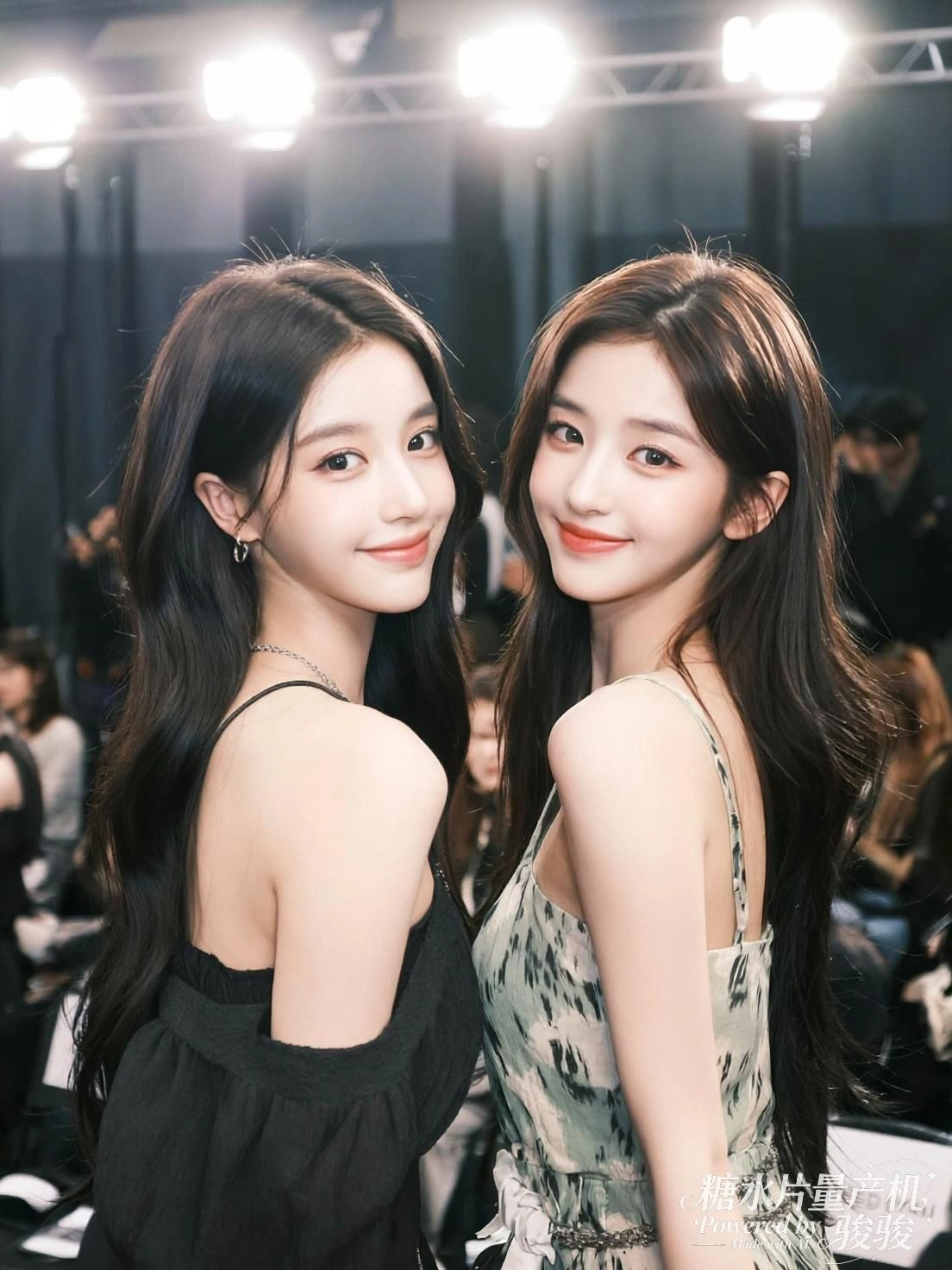 镜面扭曲，她凝视着水与光的倒影