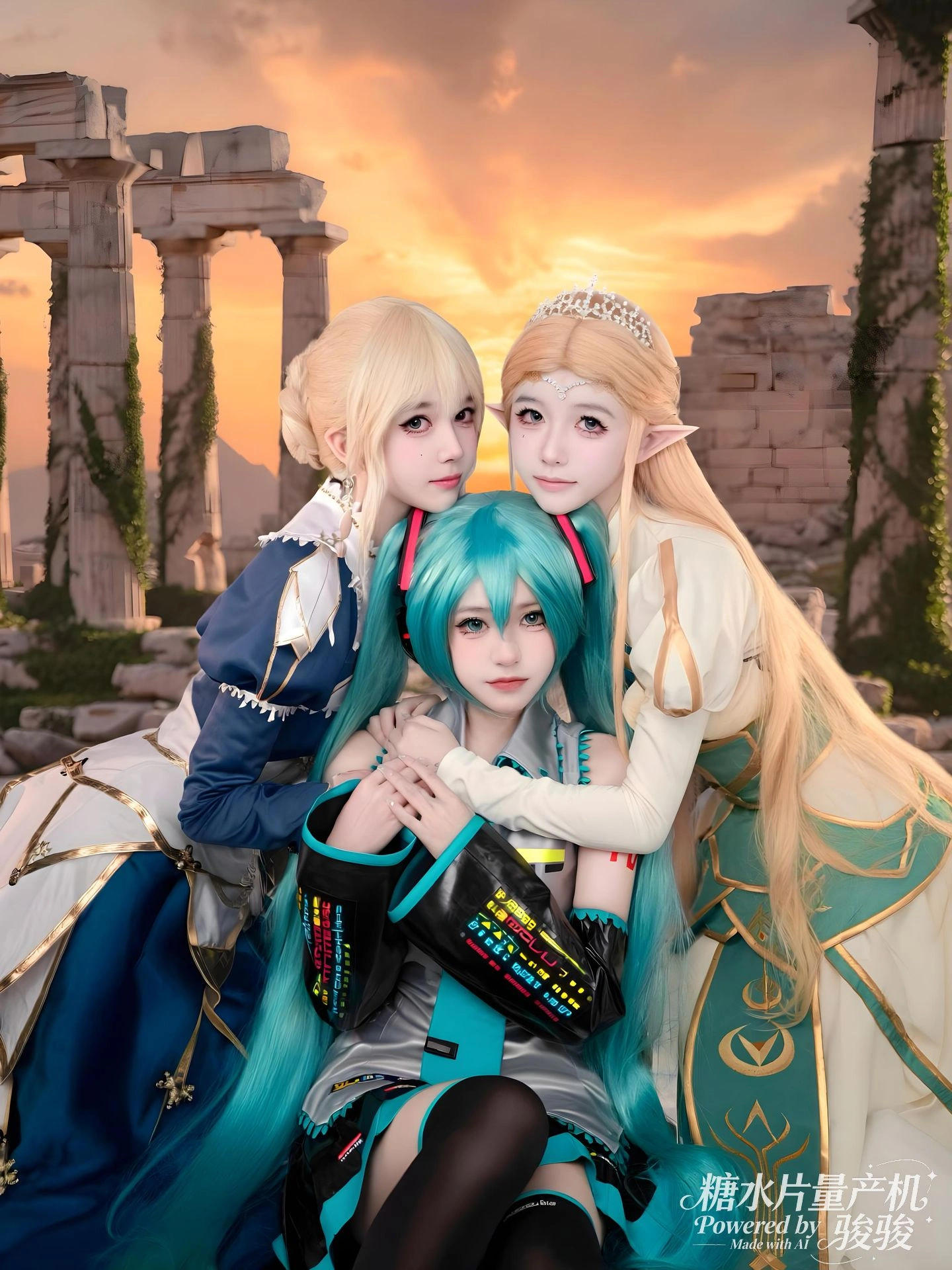 镜面扭曲，她凝视着水与光的倒影