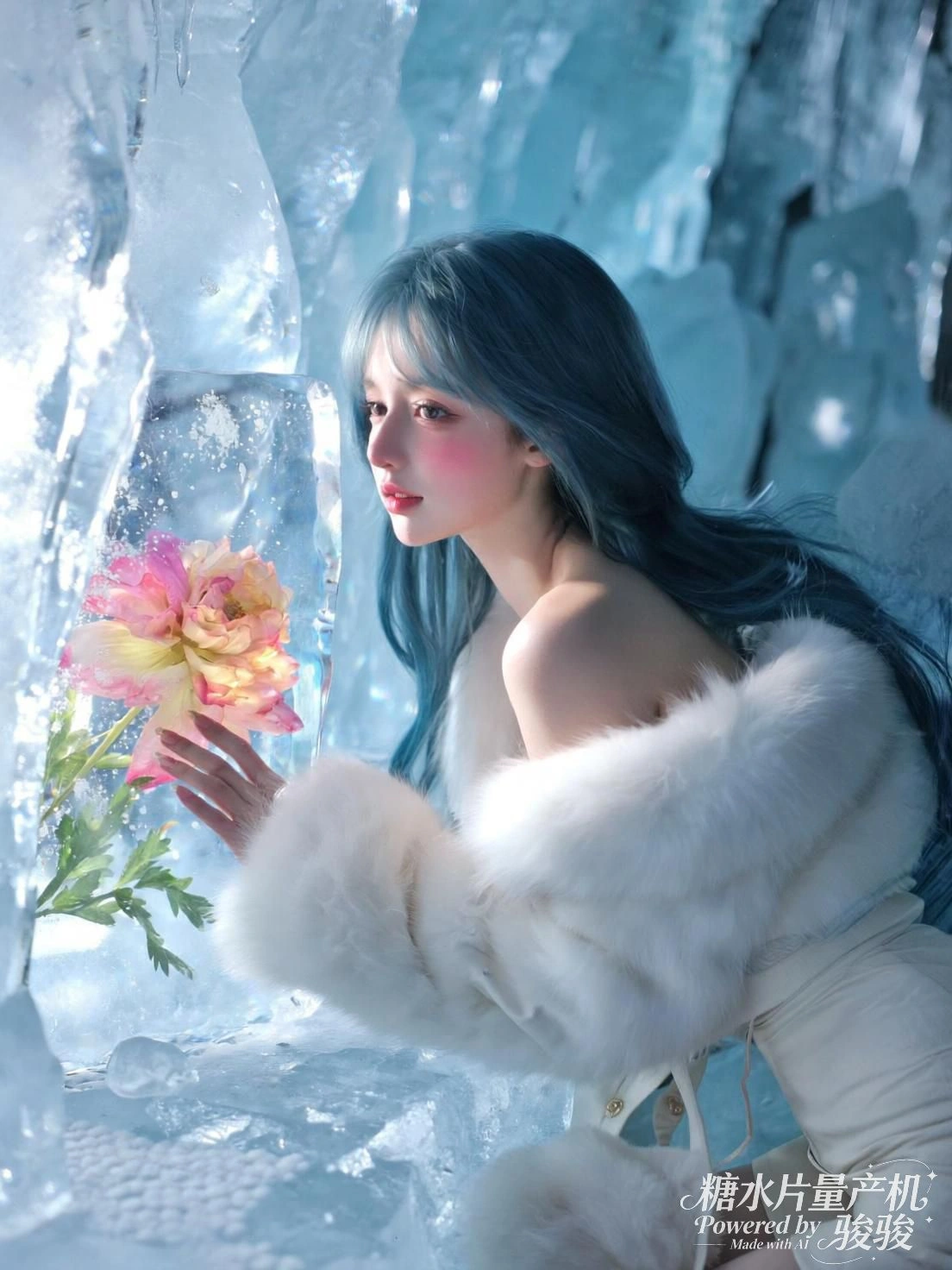 冰封花影，她轻触那不灭的暖色