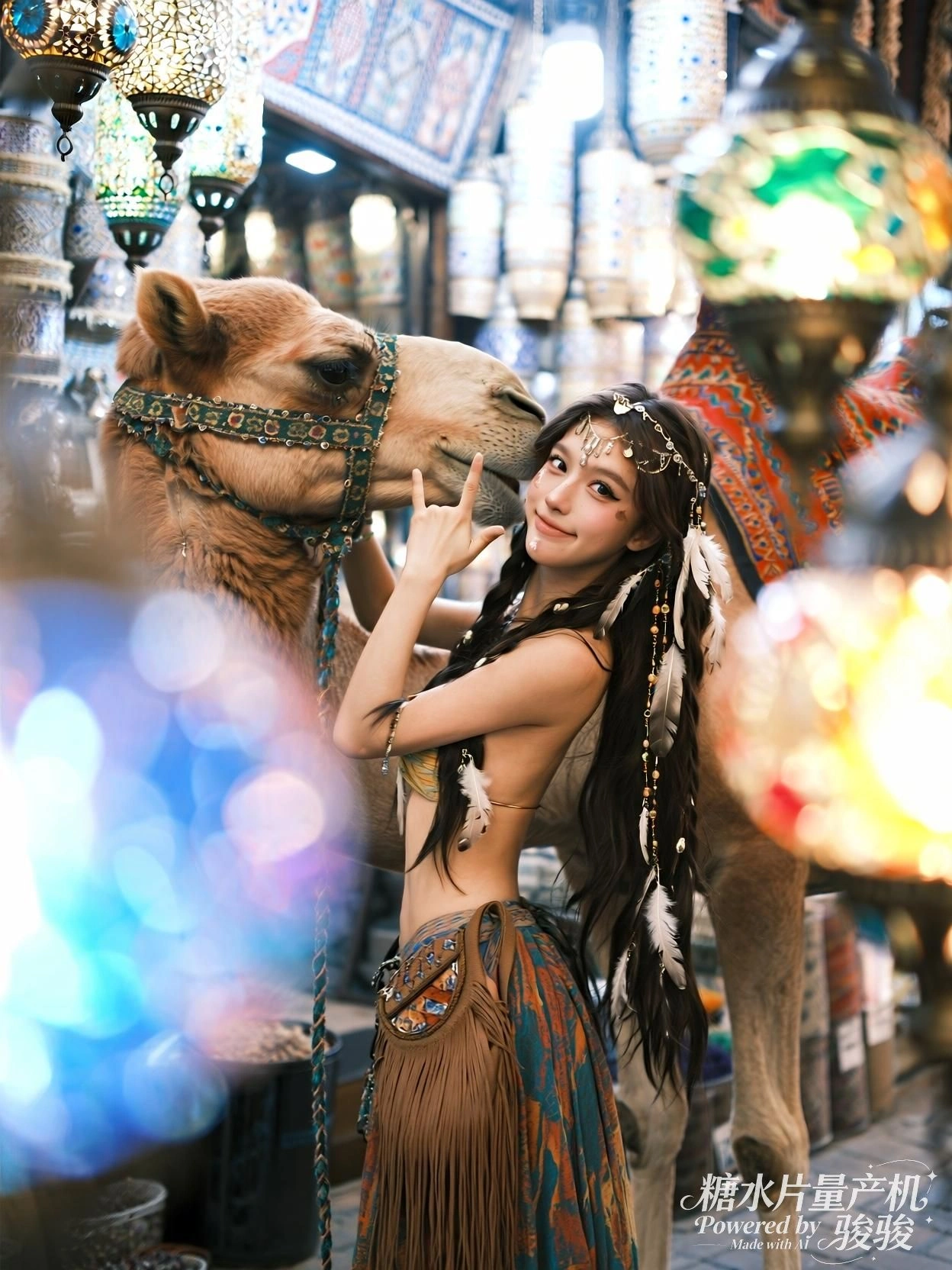 红裙斜倚琴键，她静候无声的乐章