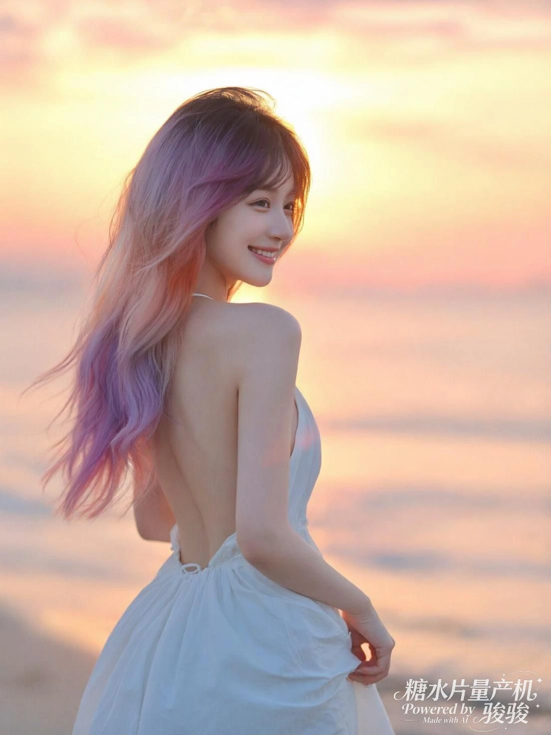 蝶栖发间，她静坐于自然的呼吸之中