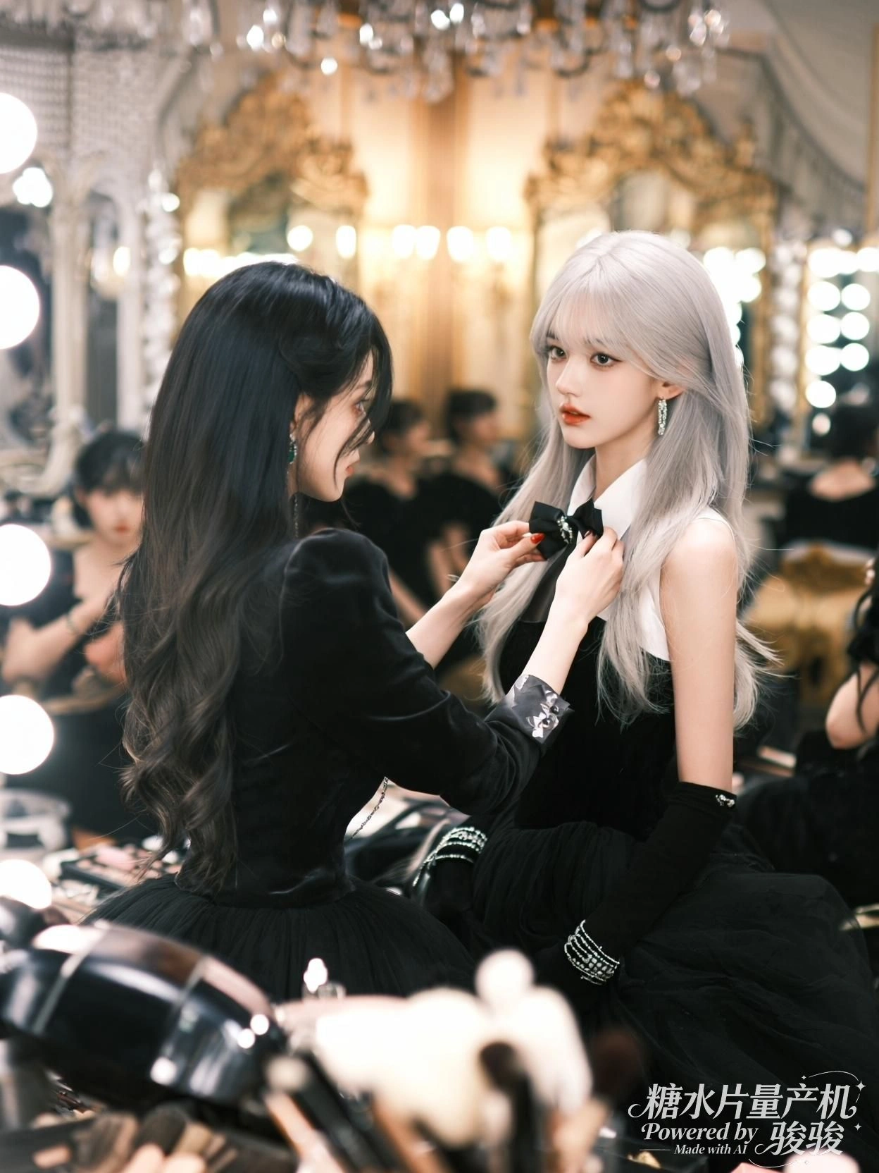 雨夜中，她轻触狐面，一滴泪滑落真实与幻影的边界