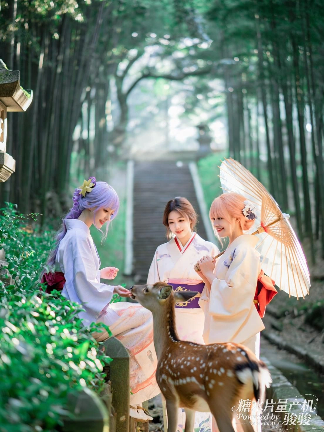 雨夜中，她轻触狐面，一滴泪滑落真实与幻影的边界