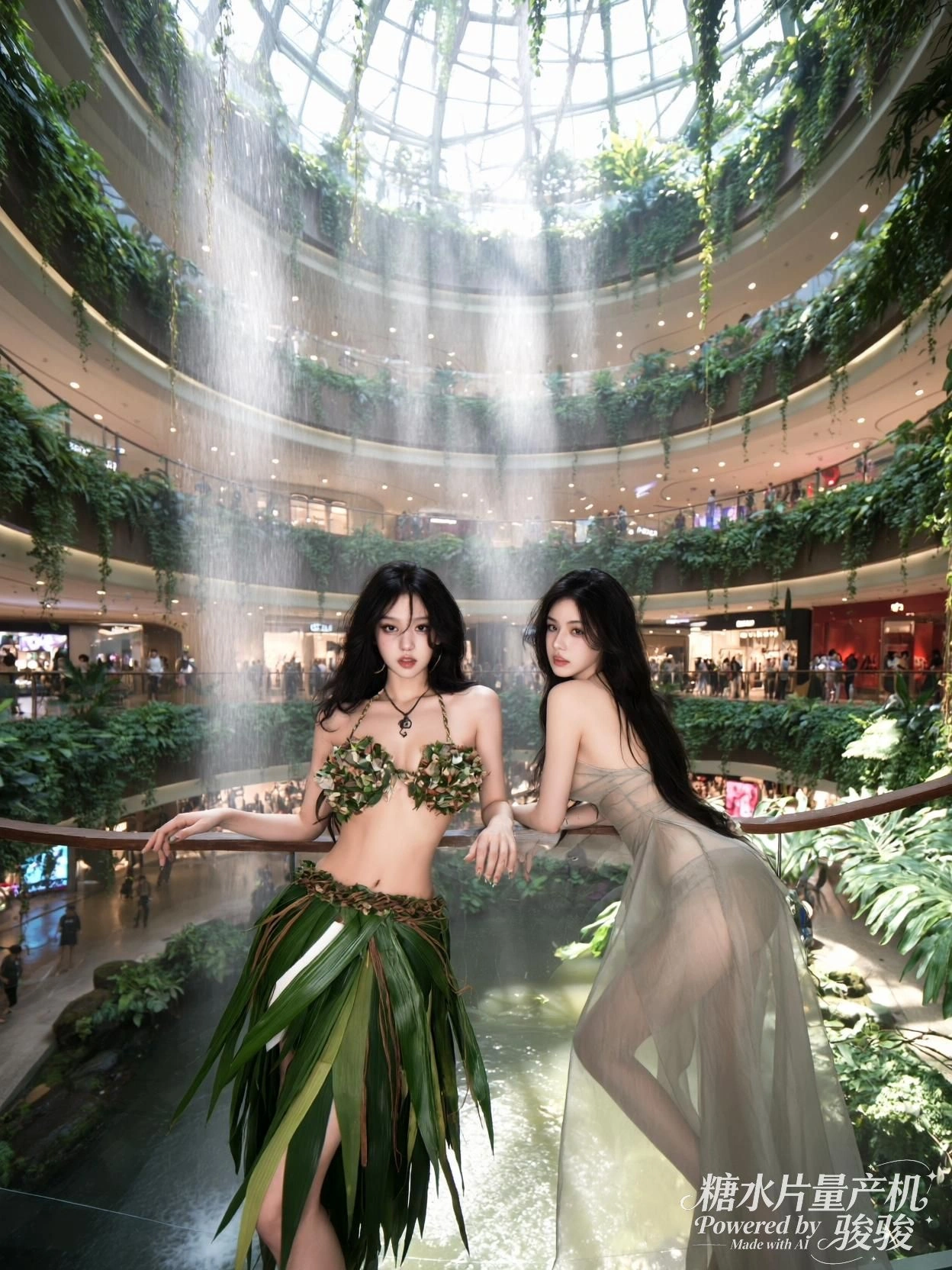 你坐在竹筏上，连影子都染了寒